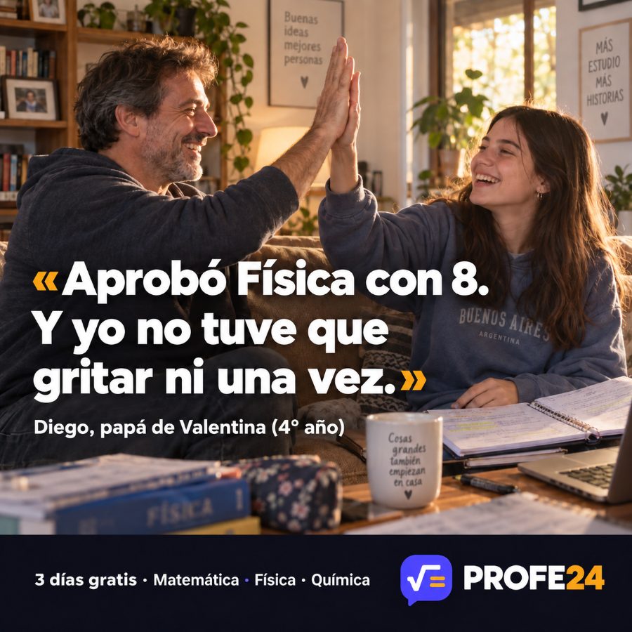 Un papá y su hija chocan los cinco: aprobó Física con 8 y no tuvo que gritar ni una vez